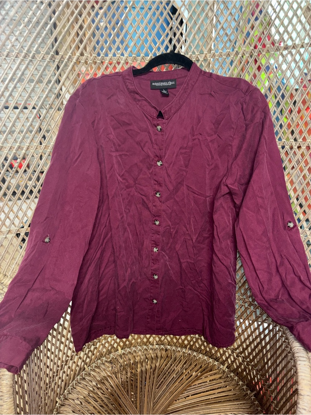 Monterey Bay Plum Button-Down Blouse Vintage